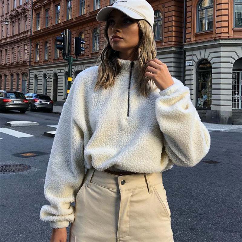 Felpa Oversize Donna con Zip