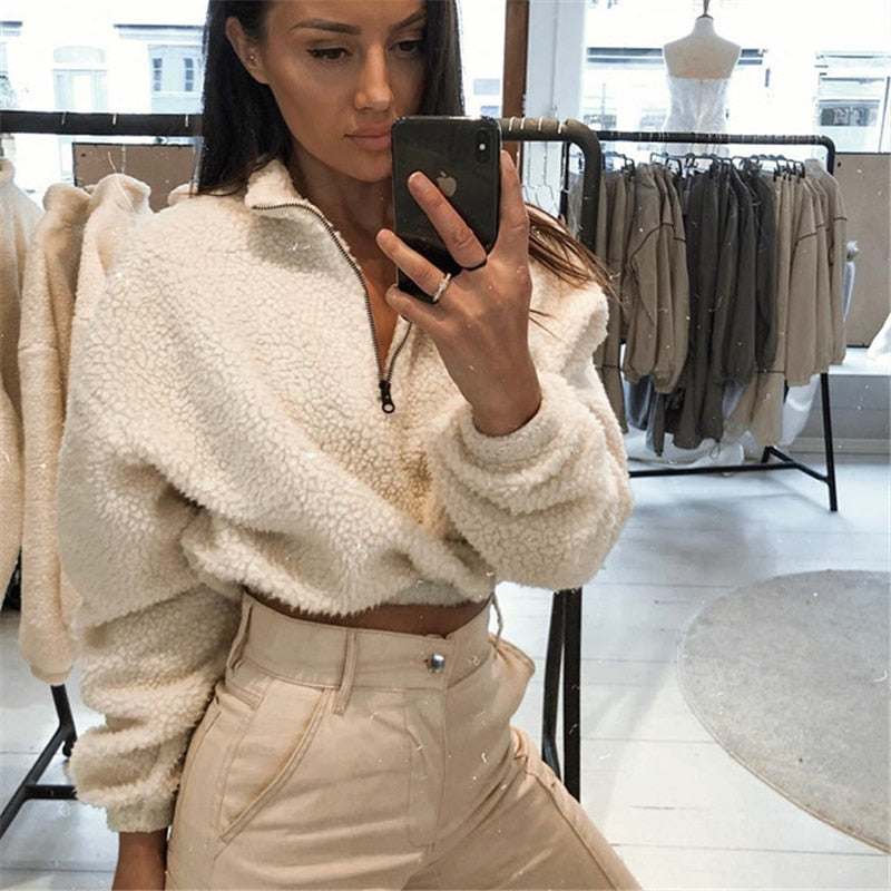 Felpa Oversize Donna con Zip