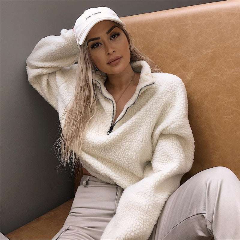 Felpa Oversize Donna con Zip