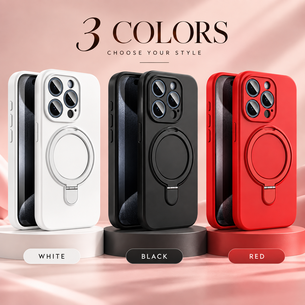 Cover magnetica in silicone con supporto per iPhone